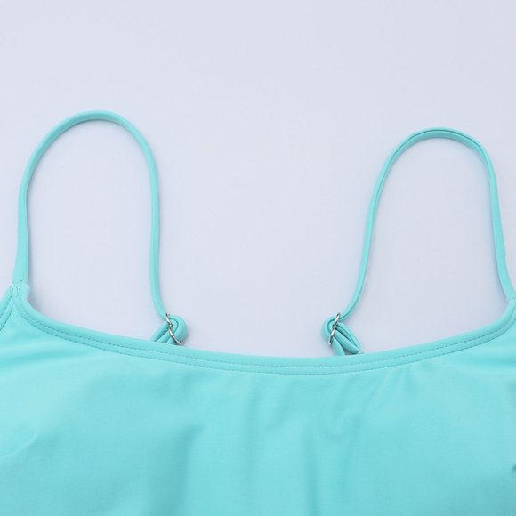 Cali Chic Women's Swimsuit Celebrity Sky Blue Striped Patchwork High Waist - Picture 7 of 10